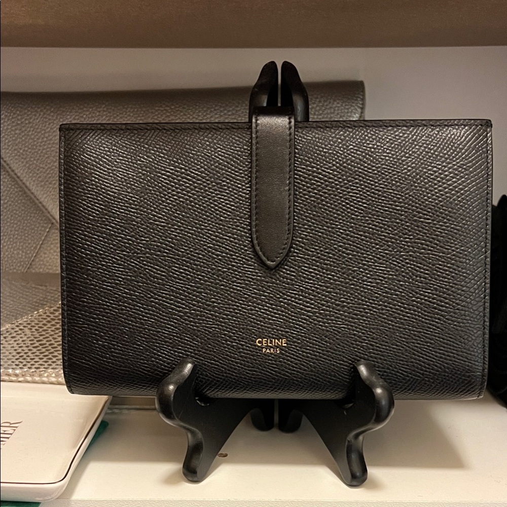 Celine Black Textured Leather Wallet